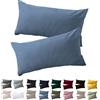 Soifox: set di 2 federe per cuscini 40 x 60 cm, in microfibra, azzurro chiaro, per cuscini 40 x 60 cm, 100% microfibra, resistente e ipoallergenica, con chiusura lampo