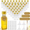 Ferenando 54 Pezzi Mini Bottiglie per Liquore 25ml, Mini Bottiglie Alcolici di Plastica Riutilizzabili, Bottigliette Liquore Mignon Vuote con Tappi a Vite, Etichette e Funnel per Matrimoni Feste
