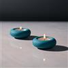 ICNBUYS Set di 2 portacandele decorativi fatti a mano con ciottoli, fatti a mano, decorazione per la casa, per calmare l'estetica terrosa cemento blu pavone, diametro 6,6 cm