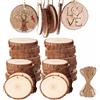 BetterJonny 50PCS Dischi Legno Grezzo 5-6cm, BetterJonny Legno da Decorare Diametro Fette di Legno con Fori e Spago e Non Rifinite con Corteccia per Natale Segnaposto Pirografo Intagliare
