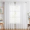 TOPICK Tende trasparenti bianche per soggiorno, in voile ricamato, con motivo floreale, tende semitrasparenti per finestra della camera da letto, 225 x 140 cm (altezza x larghezza), set da 2 pezzi