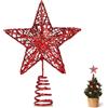 GXFCING Puntale per Albero di Natale, Piccola Punte Stella Rossa 3D Metallizzata Glitterata, Decorazione a Stella Albero di Natale, 15 x 12 cm ((rosso, S)