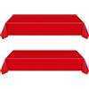 yayafunfun 2 Pezzi Tovaglie Rosso, 137 x 274 cm Tovaglia in Plastica, Rettangolare, Una Sola Volta，Impermeabile, Resistente all'olio per Compleanno, Matrimonio, Natale, La Tavola di Casa Festa