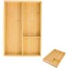 QINGZY Portaposate da Cassetto Legno,43x30x6 cm 3 Scomparti Organizer per Posate,Scatola Portaposate Legno,Divisori per Cassetti Posate,Vassoio Portaposate in Bambù per Cassetti da Cucina