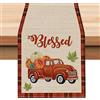 Bonhause Runner da tavola autunnale, 33 x 228 cm, arancione verde, zucca, camion, foglie, plaid autunnale, decorazione per tavolo da pranzo per interni ed esterni, decorazione per la casa e le feste