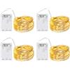 BXROIU 4 x 20 LEDs Stringa Luci a Batteria,Filo d'Argento 2 metri Ghirlanda,3 Modalità di Catena Luminosa per Feste, Matrimoni, Giardino e Decorazione Natalizia (Bianco Caldo, 4 Pezzi 2 metri)
