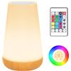 Adiwo Lampada da Comodino,Luce Notturna senza Fili, Lampada LED Colorata con 13 Colori,5 Livelli di Luminosità,Touch e Telecomando, Batteria Ricaricabile per Camera da letto, Soggiorno, Conico