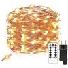 Liyade - Catena luminosa LED in filo di rame, 20 m 200 LED bianco caldo con timer remoto, impermeabile 8 modalità e 4 livelli di luminosità, decorazione per interni ed esterni per Natale, giardino