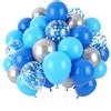 UDRKFOPK Palloncini blu, 60 pezzi, 12 pollici, palloncini blu, in lattice, colore argento metallizzato, con coriandoli, palloncini per matrimonio, compleanno, anniversario, festa, decorazione