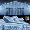 Qedertek Luci Natale Esterno Cascata 10M 432 LED Tenda Luminosa Bianca, Luci Natalizie Esterne con Telecomando, 8 Modalità, Timer per Decorazione Natale