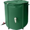 S&M 590351 - Serbatoio per acqua piovana 380 L | Pieghevole in PVC ad alta resistenza colore verde | con rubinetto, valvola per tubi flessibili, uscita anti-ricamo e filtro antifoglie