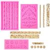 Disnace 3 Pezzi Barocco Stampo in Silicone, 3D Vintage Moldo di Silicone, Stampi Fondente Stampo per Torta, Barocco Decorazione Molds per Dessert Cioccolato Gioielli Argilla (Rosa)