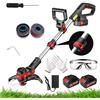 Wrneaoch Tagliabordi senza fili con batteria, testa regolabile, manico telescopico, 2 batterie 2Ah, per prato, giardino