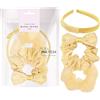 Basic Sense BasicSense - Set di 2 elastici per capelli in organza con motivo a quadretti, 2 pezzi, colore: Giallo