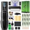 INKin Kit Tatuaggi Professionale, Macchinetta Tatuaggi Senza Fili con Corsa Regolabile 2.0-4.0mm e 1600mAh Batteria, Macchina Tatuaggi Kit Completo con Stampante Stencil Tattoo e Revo Cartucce Tattoo