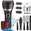 Wolady - Grattugia per piedi elettrici, 14 in 1, kit per pedicure, professionale, anti-calli, raspa a piedi, impermeabile, portatile, per pelle morta, 1200 mAh, ricaricabile, 2 velocità, 3 teste a