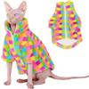 SNIXFEVER Giacca invernale in pile con cerniera, calda felpa con cappuccio arcobaleno per autunno e inverno, Sphynx, per chihuahua, Yorkie, cucciolo, a due zampe, facile da indossare, con cerniera (L 2,5-3,6