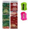 Viojrlly 12pz Matite Natalizie di Legno con Gomme, 2 pezzi Temperamatite singolo, Matite Babbo Natale Renna Albero di Natale, Pensierini Natalizi, per Studenti, Bambini, Regali di Natale (B)