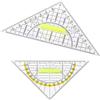 Lyivisk Triangolo da disegno con manico, piccolo e grande triangolo da disegno in plastica trasparente, flessibile, per disegno tecnico, matematica e arte, sfaccettatura, bordo verticale