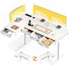 OffiGo Scrivania Regolabile in Altezza, 140x80 cm Scrivania Angolare con 4 Cassetti, Elettrica Scrivanie ad Angolo con Presa, Grande Standing Desk a L per Ufficio e Studio, Computer Desk Bianco