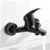 Coleniny Rubinetto per Vasca da Bagno Nero Esterno per 2 Utenze, Miscelatore Monocomando per Vasca Bocca a Parete (G1/2 Pollici), Distanza del foro centrale è di 15 cm, in Ottone, Nero