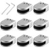 Neoteck 8 Pezzi Supporto Clip in Acciaio Inossidabile 201 per Vetro, Fissaggio per Corrimano da 8-9mm, Morsetto in Acciaio Inox per vetro Regolabile con Gomma e Vite Micro-Regolante