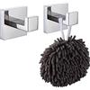 LATRAT Gancio per asciugamani, appendiabiti in acciaio inox, da bagno, da parete, spazzolato, quadrato, per vestiti, bagno, cucina, cromato lucido, 2 pezzi