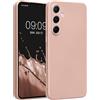 kwmobile Custodia Compatibile con Samsung Galaxy A55 5G Cover - Protezione Back Case Morbida - Silicone TPU Effetto Metallizzato Oro Rosa Metallizzato