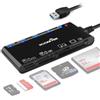 ROCKETEK Lettore di schede USB 3.0, 7 in 1 SD/TF/CF/MS/XD/Micro SD Lettore di schede di memoria con USB3.0 (5 Gbps) Super Speed, compatibile con Windows/Linux/Mac OS/Vista