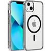 Coiwxmoi Custodia per iPhone 13 mini Cover Compatibile con MagSafe, Custodia TPU Morbida Trasparente con Anello Magnetico, Anti-Impressioni Digitali Backcover, Anti-Scivolo Anti-Urto Case, Nero