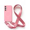 2NSPDRGNI Magnetica Cover con Collana Compatibile con Samsung Galaxy S23 FE,Case con Laccio per Il Collo Custodia con Cordino,Pink