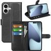 Fertuo Cover per iPhone 17, Custodia Portafoglio Cover a Libro in Pelle Flip Case con Silicone Bumper, Fibbia Magnetica, Porta Carte, Kickstand, per iPhone 17, Nero