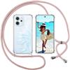 ISOI Cover con Cordino per Oppo Reno 14 F/Oppo Reno 14F/FS 5G, Custodia Trasparente con Collana Tracolla Laccio Collo Ultra Sottile Morbido TPU Silicone Antiurto AntiGraffio Case, Rosa