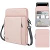 MoKo Custodia Compatibile con iPad PRO 12.9 M2 2022, Galaxy Tab S8+ 12.4, iPad PRO 12.9 2021/2020/2018, Surface Go 12.4, Borsa Grande in Poliestere con Tasca, Rosa