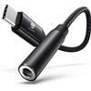 Stouchi Adattatore Jack Cuffie USB Type C to Aux Digital Audio Earphone Adaptor,Audio Dongle,Hi-Res DAC Chip,Compatible with Samsung Galaxy S22 S21 Ultra S20+ Note 20 S10,Pixel 6a,Pad mini 6 Nero