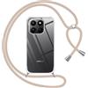 Pnakqil Cover per Honor 400 Smart 5G con Cordino, Trasparente Custodia con Laccio Tracolla Cellulare Girocollo Collana Protettiva per Honor 400 Smart 6.77 Pollic, Khaki