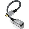 AXFEE Adattatore Micro HDMI a HDMI, Cavo Adattatore HDMI Maschio a Femmina 4K@60 Hz, HDR e ARC, Compatibile con Raspberry Pi 5/4,Hero,A6300 A6400,Yoga,ODROID