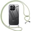 Pnakqil Cover per Honor 400 Smart 5G con Cordino, Trasparente Custodia con Laccio Tracolla Cellulare Girocollo Collana Protettiva per Honor 400 Smart 6.77 Pollic, Verde