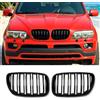 Hengjiayao Griglia Paraurti Anteriore per BMW X5 E53 2004 2005 2006 LCI | Facelift Nero Lucido Rene Sport Grill Anteriore renale Doppia griglia