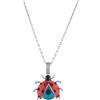MYSTIC JEWELS By Dalia - Ciondolo in argento Sterling 925 con coccinella rossa e malocchio di cristallo per protezione e buona fortuna, per bambini e ragazze, 40 + 5 cm, Argento, Nessuna pietra