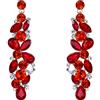 EVER FAITH Orecchini donna,EVER FAITH Cristallo Austriaco nuziale a Goccia Fiore Grappolo pendenti Rosso Argento-fondo