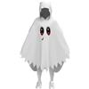 HEONSATI Mantello Fantasma per Bambini Costume di Halloween Fantasma Bianco con Cappuccio Completini Ghost Bimbi Costume da Mantello Carnevale per Halloween, Trick or Treat, Cosplay e Carnevale