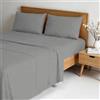 Italian Bed Linen Completo letto WATER WASHED Matrimoniale in Microfibra, Set Lenzuola Letto Matrimoniale 4 pezzi Lenzuolo Sotto con Angoli 170x200, Lenzuolo Sopra 240x270, Coppia federe - GRIGIO CHIARO