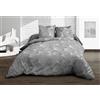 Le linge de Jules Copripiumino 240 x 260 + 2 federe - Puro cotone a 57 fili - Biloba Grigio