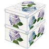 Lavatelli Set 2 Scatole Armadio Portaoggetti con Coperchio - Organizer Cambio Stagione in Cartone 32x42x17,5 cm Ortensie - Made in Italy, Resistenti, Facili da Montare, con Maniglie