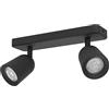 Eglo Camaldoli - Lampada da soffitto a 2 luci, faretto con 3 faretti flessibili, plafoniera in acciaio color nero, attacco GU10