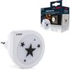 reer NightGuide Star, luce notturna a LED con sensore crepuscolare, luce bianca calda, risparmio energetico, per prese, design moderno Cozy con motivo a stella