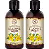 AROMATIKA trust the power of nature Olio di erba di San Giovanni 2 x 250 ml - Macerato di olio rosso naturale - Hypericum perforatum - Olio per la cura del viso, del corpo, della pelle e dei capelli - Olio da massaggio - St John's Wort
