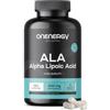 OnEnergy ALA - Acido Alfa Lipoico 600 mg - 120 Capsule Vegetali - Fornitura per 4 mesi - Alto dosaggio - Per atleti e fisicamente attivi - Aumento dell'Energia