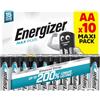 Energizer Max Plus - Pile AA (pacco da 10) Batterie Alcaline 1,5V - potenza che dura 200% di extra durata - 100% imballaggio riciclabile privo di plastica - 10 anni di conservazione